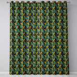 Bold Painterly Tropical Palm Leaves in Teal and Mustard Artistic Jungle Pattern  Readymade Eyelet Ring Top Thermal 100% Blackout Curtains