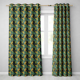 Bold Painterly Tropical Palm Leaves in Teal and Mustard Artistic Jungle Pattern  Readymade Eyelet Ring Top Thermal 100% Blackout Curtains