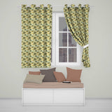 Warm Brown Vintage Palm Tree Repeat Pattern on Aged Beige Background  Readymade Eyelet Ring Top Thermal 100% Blackout Curtains