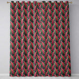 Vibrant Pink Gladiolus Floral  on Dark Green Background Botanical  Readymade Eyelet Ring Top Thermal 100% Blackout Curtains