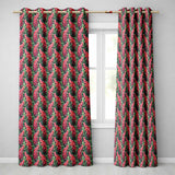 Vibrant Pink Gladiolus Floral  on Dark Green Background Botanical  Readymade Eyelet Ring Top Thermal 100% Blackout Curtains