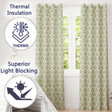 Minimalist Olive and Cream Vertical Leaf Stripe Seamless Pattern Modern  Readymade Eyelet Ring Top Thermal 100% Blackout Curtains
