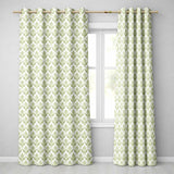Minimalist Olive and Cream Vertical Leaf Stripe Seamless Pattern Modern  Readymade Eyelet Ring Top Thermal 100% Blackout Curtains