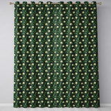 Dark Green Ornate Onion Botanical Pattern Vintage Floral Style  Readymade Eyelet Ring Top Thermal 100% Blackout Curtains