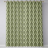Olive Green Abstract Onion Floral Pattern Mid Century Modern Design  Readymade Eyelet Ring Top Thermal 100% Blackout Curtains
