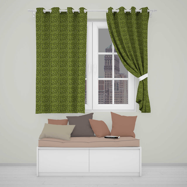 Green Olive Leaf Scatter Seamless Pattern Organic Nature Design  Readymade Eyelet Ring Top Thermal 100% Blackout Curtains