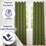 Green Olive Leaf Scatter Seamless Pattern Organic Nature Design  Readymade Eyelet Ring Top Thermal 100% Blackout Curtains