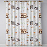 Cute Hedgehog and Mushroom Seamless Pattern Woodland Nursery Design  Readymade Eyelet Ring Top Thermal 100% Blackout Curtains