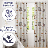 Cute Hedgehog and Mushroom Seamless Pattern Woodland Nursery Design  Readymade Eyelet Ring Top Thermal 100% Blackout Curtains