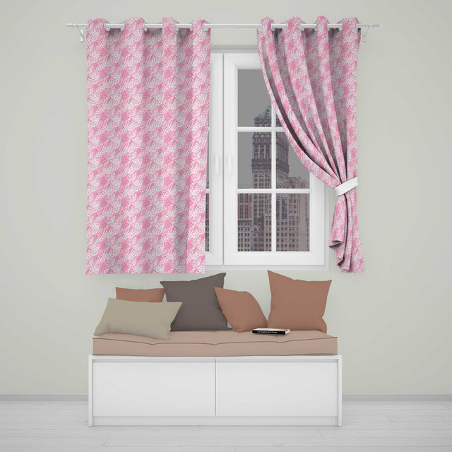 Deep Pink and Beige Leopard Style Watercolour Seamless Pattern  Readymade Eyelet Ring Top Thermal 100% Blackout Curtains