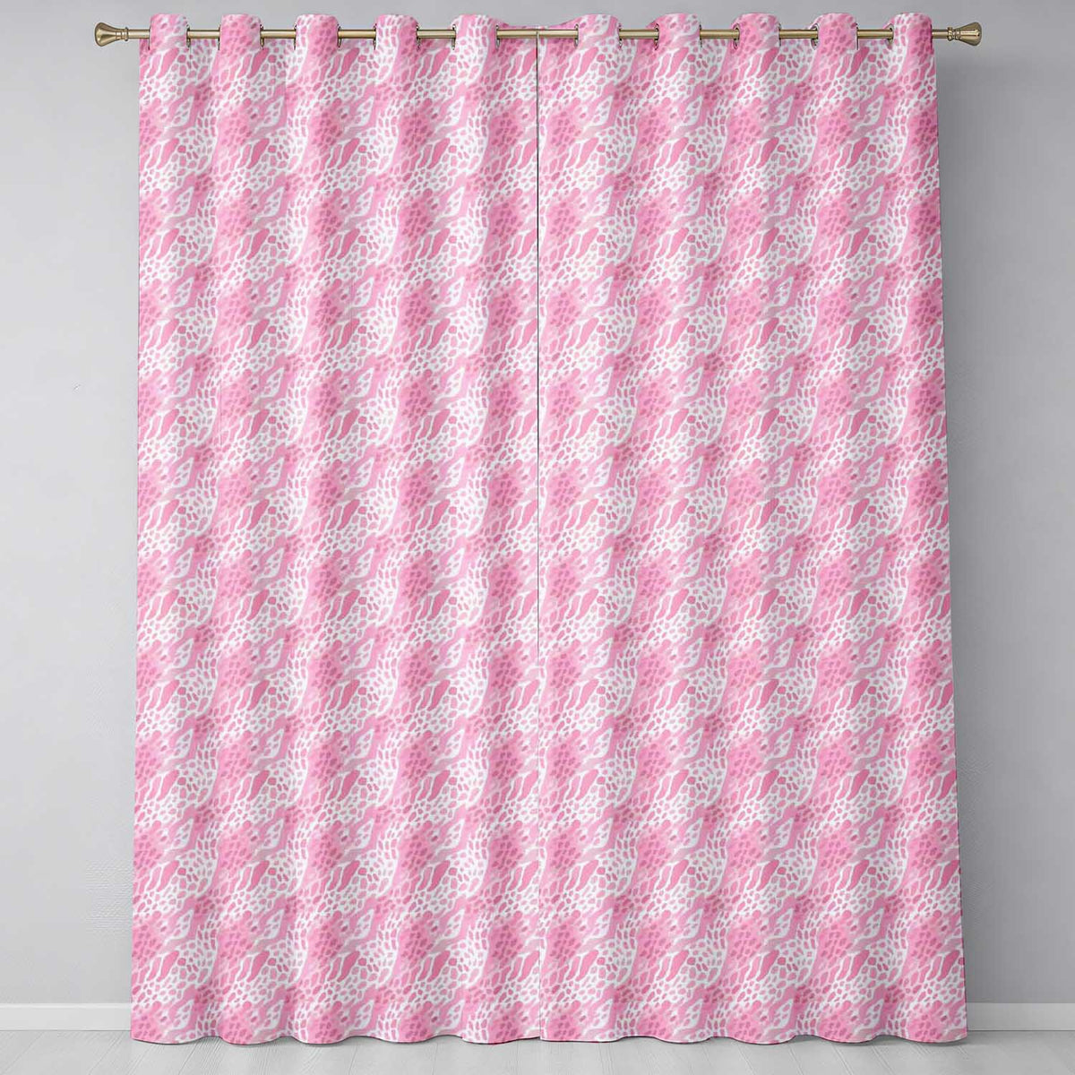Deep Pink and Beige Leopard Style Watercolour Seamless Pattern  Readymade Eyelet Ring Top Thermal 100% Blackout Curtains