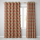 Traditional Poinsettia Holly Berry Christmas Botanical Seamless Pattern  Readymade Eyelet Ring Top Thermal 100% Blackout Curtains