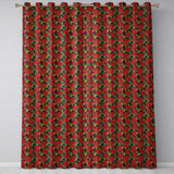 Classic Christmas Poinsettia Floral Cream Background Seamless Pattern  Readymade Eyelet Ring Top Thermal 100% Blackout Curtains