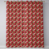 Rich Red Poinsettia on Dark Green Festive Seamless Pattern  Readymade Eyelet Ring Top Thermal 100% Blackout Curtains