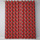 Elegant Poinsettia and Foliage Christmas Seamless Pattern  Readymade Eyelet Ring Top Thermal 100% Blackout Curtains