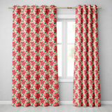 Soft Watercolour Poinsettia Christmas Floral Seamless Pattern  Readymade Eyelet Ring Top Thermal 100% Blackout Curtains