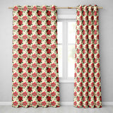 Vintage Poinsettia Floral   Cream Background Christmas Botanical Print  Readymade Eyelet Ring Top Thermal 100% Blackout Curtains