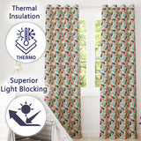 Abstract Mid Century Modern Organic Shapes Teal Coral  Seamless Pattern  Readymade Eyelet Ring Top Thermal 100% Blackout Curtains