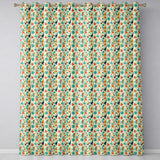 Whimsical  Abstract Birds and Shapes   Teal Orange Mid Century Style  Readymade Eyelet Ring Top Thermal 100% Blackout Curtains