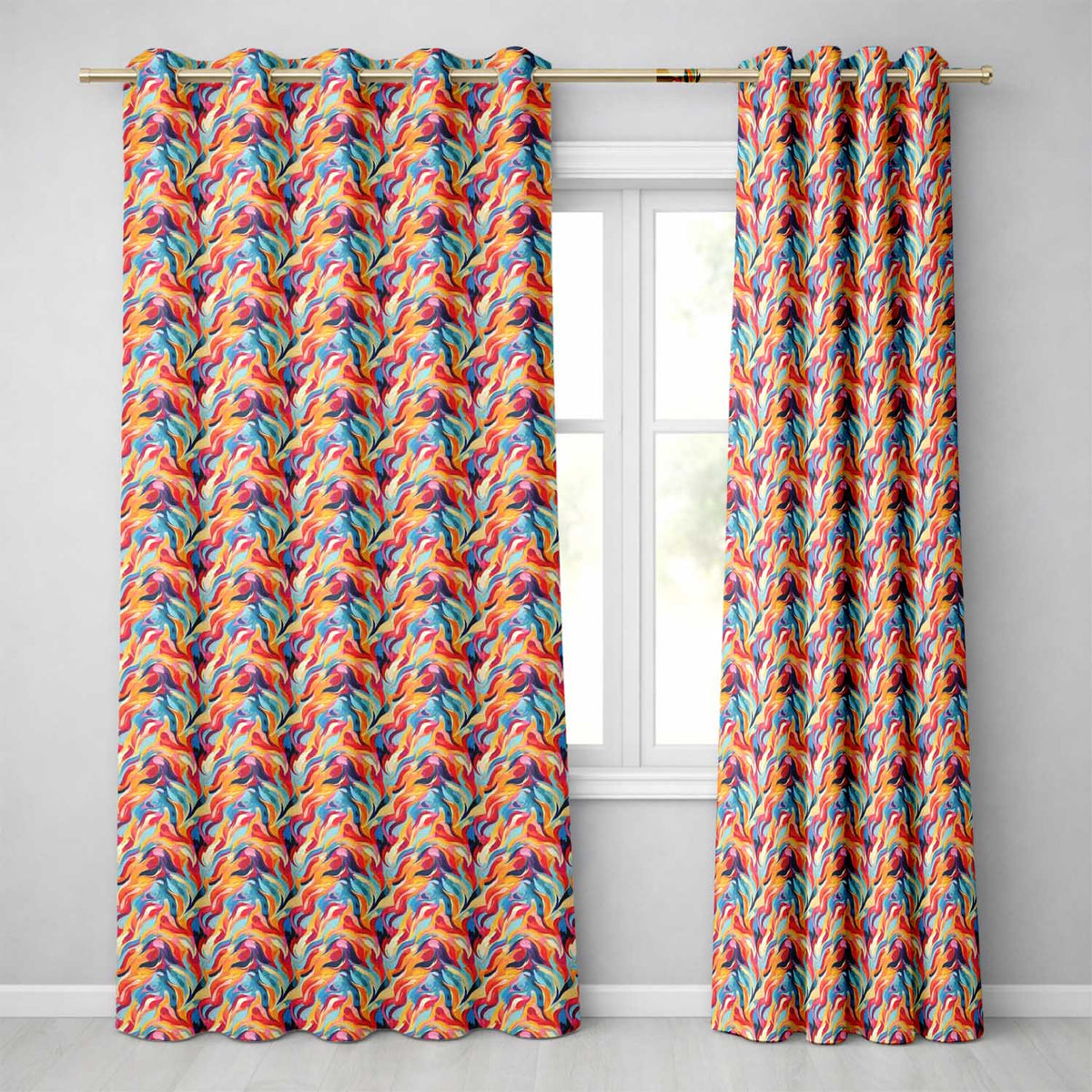 Vibrant Abstract Fluid Paint Pattern Colorful Artistic Seamless Design  Readymade Eyelet Ring Top Thermal 100% Blackout Curtains