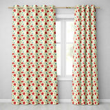 Wildflower Poppy Pattern Red and Blue Botanical Seamless Vintage Style  Readymade Eyelet Ring Top Thermal 100% Blackout Curtains