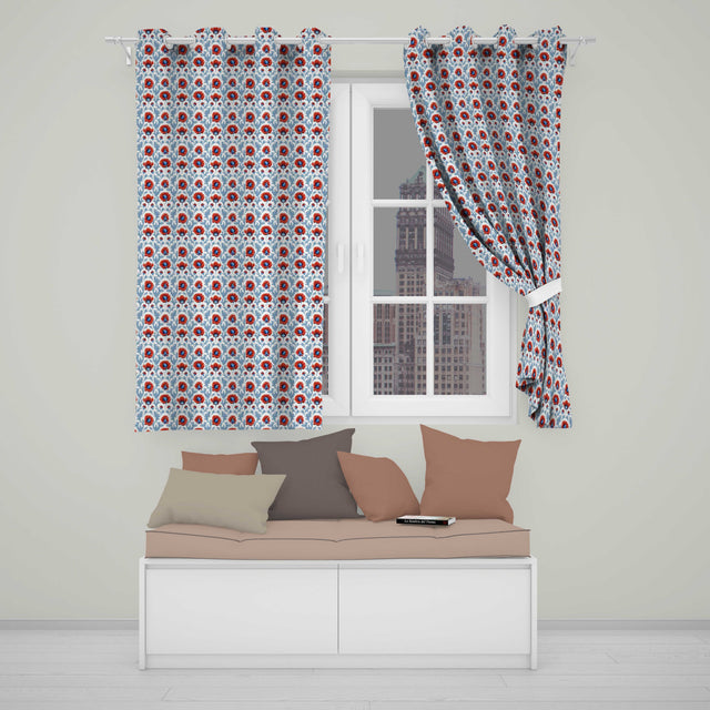 William Morris Style Poppy Floral Pattern Vintage Botanical Seamless Design  Readymade Eyelet Ring Top Thermal 100% Blackout Curtains