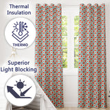Floral Tile Pattern Red and Blue Geometric Botanical Seamless Design  Readymade Eyelet Ring Top Thermal 100% Blackout Curtains
