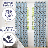Minimal Puffin Bird Pattern Clean Blue Background Seamless Design  Readymade Eyelet Ring Top Thermal 100% Blackout Curtains