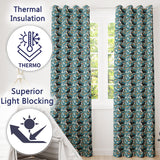 Colorful Puffin Bird and Wildflower Meadow Seamless Pattern  Readymade Eyelet Ring Top Thermal 100% Blackout Curtains