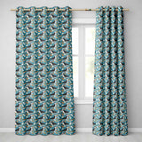 Colorful Puffin Bird and Wildflower Meadow Seamless Pattern  Readymade Eyelet Ring Top Thermal 100% Blackout Curtains