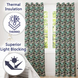 Coastal Puffin Birds on Rocky Shore with Flowers Seamless Pattern  Readymade Eyelet Ring Top Thermal 100% Blackout Curtains