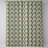Vintage Style Puffin Birds with Floral Garden Seamless Pattern  Readymade Eyelet Ring Top Thermal 100% Blackout Curtains