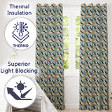 Minimal Puffin Birds with Abstract Waves Seamless Pattern  Readymade Eyelet Ring Top Thermal 100% Blackout Curtains