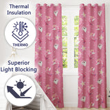 Cute Pink Dolphins and Starfish Seamless Ocean  Pink Polka Dot Background  Readymade Eyelet Ring Top Thermal 100% Blackout Curtains