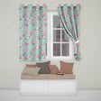 Cute Pink Dolphins and Starfish  Ocean  Mint Green Polka Dot Background  Readymade Eyelet Ring Top Thermal 100% Blackout Curtains