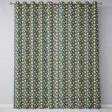 Popcorn Buckets and Flowers Cute Seamless Pattern Dark Teal Background  Readymade Eyelet Ring Top Thermal 100% Blackout Curtains