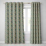 Popcorn Buckets and Flowers Cute Seamless Pattern Dark Teal Background  Readymade Eyelet Ring Top Thermal 100% Blackout Curtains