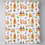 Cute Watercolor Pumpkins and Candy Sweets on Neutral Beige Background   Readymade Eyelet Ring Top Thermal 100% Blackout Curtains