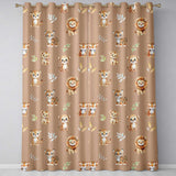 Cute Baby Jungle Animals with Leaves on Warm Tan Background Seamless Pattern  Readymade Eyelet Ring Top Thermal 100% Blackout Curtains
