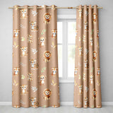 Cute Baby Jungle Animals with Leaves on Warm Tan Background Seamless Pattern  Readymade Eyelet Ring Top Thermal 100% Blackout Curtains