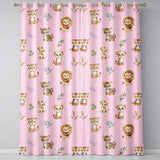 Cute Baby Jungle Animals with Leaves on Blush Pink Background Seamless Pattern  Readymade Eyelet Ring Top Thermal 100% Blackout Curtains