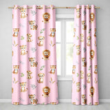 Cute Baby Jungle Animals with Leaves on Blush Pink Background Seamless Pattern  Readymade Eyelet Ring Top Thermal 100% Blackout Curtains