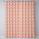 Soft Red Floral Vine Cream Background Seamless Pattern  Readymade Eyelet Ring Top Thermal 100% Blackout Curtains