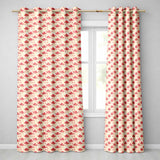 Soft Red Floral Vine Cream Background Seamless Pattern  Readymade Eyelet Ring Top Thermal 100% Blackout Curtains