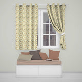 Minimal Palm Tree Tropical Beige Pattern Seamless Pattern  Readymade Eyelet Ring Top Thermal 100% Blackout Curtains