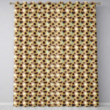 Tropical Palm Trees and Abstract Sun Circles Neutral Beige Coastal  Readymade Eyelet Ring Top Thermal 100% Blackout Curtains