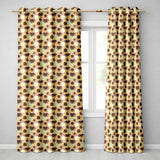 Tropical Palm Trees and Abstract Sun Circles Neutral Beige Coastal  Readymade Eyelet Ring Top Thermal 100% Blackout Curtains