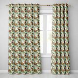 Tropical Coconuts Palm Leaves and White Flowers on Soft Blue Beach Background  Readymade Eyelet Ring Top Thermal 100% Blackout Curtains