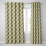 Fresh Coconut and Tropical Leaves with Flowers on Light Green Background  Readymade Eyelet Ring Top Thermal 100% Blackout Curtains