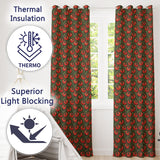 Realistic Red Tomatoes with Leaves on Dark Green Background Pattern  Readymade Eyelet Ring Top Thermal 100% Blackout Curtains